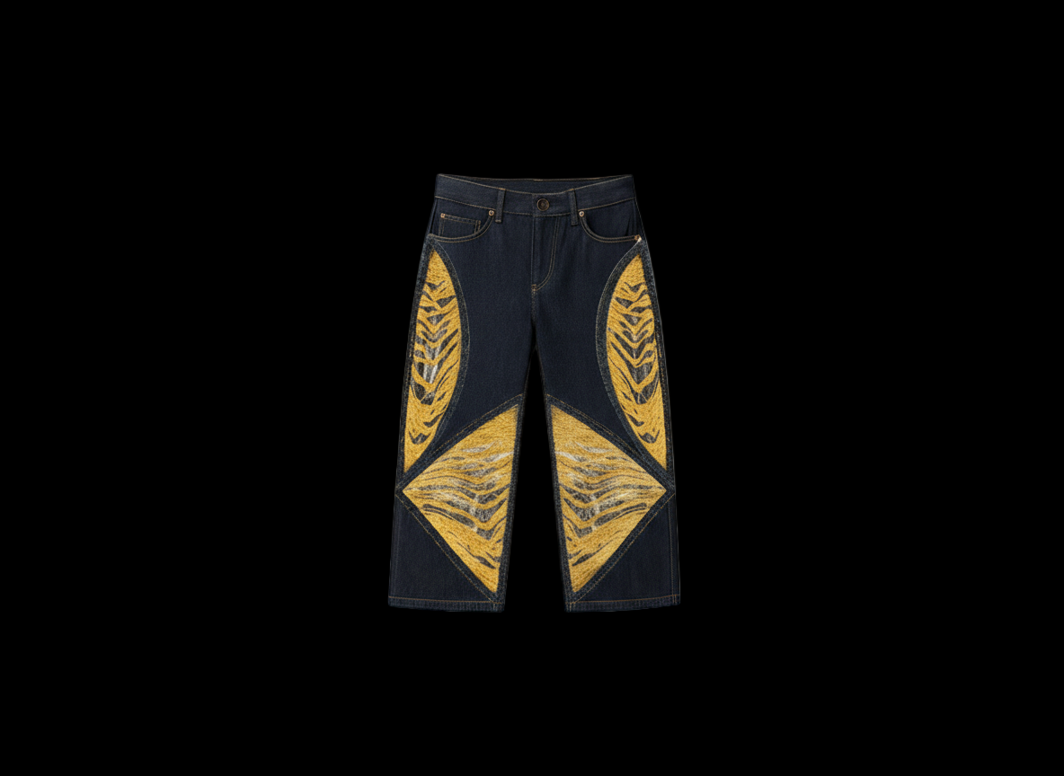 Raw Indigo Framed Panel “Comedy of Death” Jeans